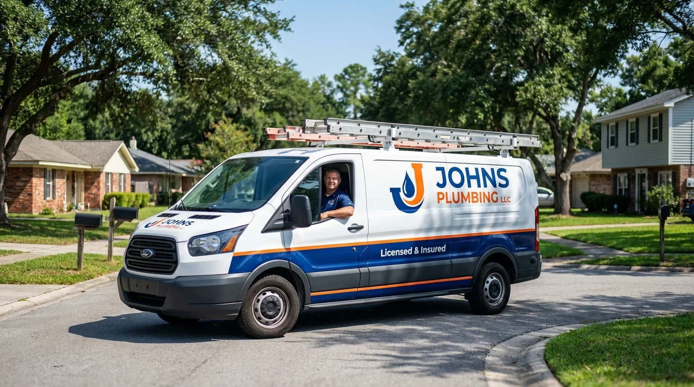Johns Plumbing LLC service van in Tatamy, PA