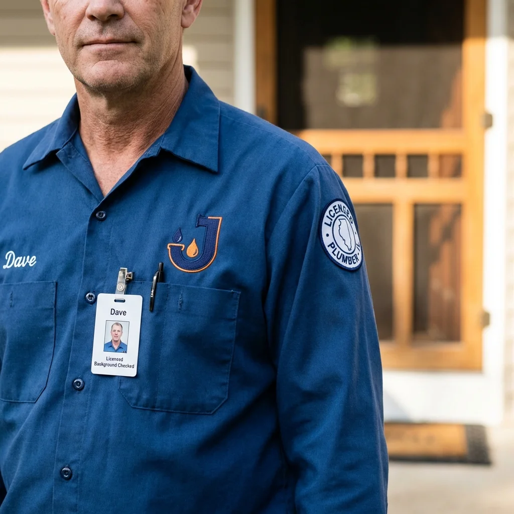Licensed plumber showing ID badge in Tatamy, PA
