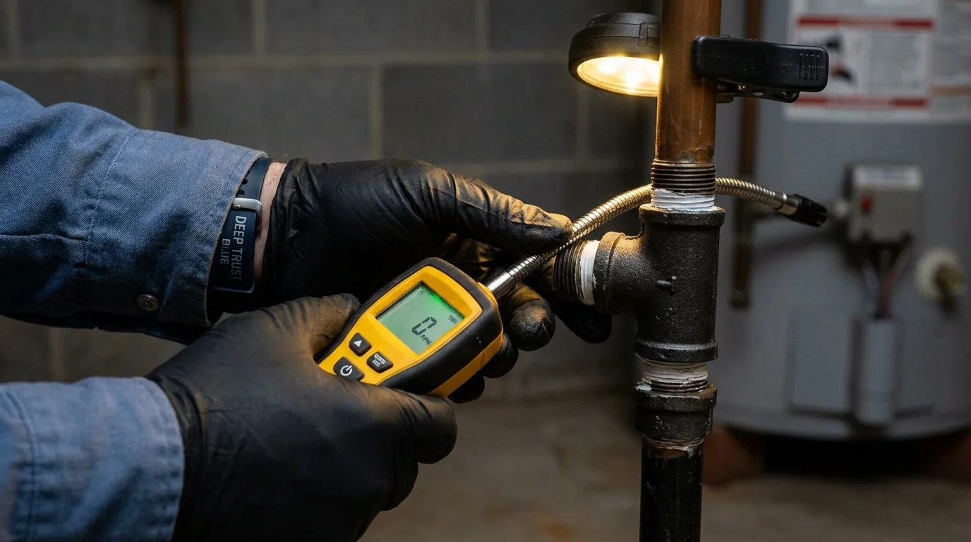 Gas leak detection with electronic sniffer by Johns Plumbing LLC in Tatamy
